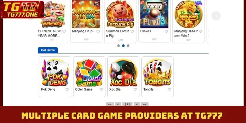 Multiple card game providers at TG777