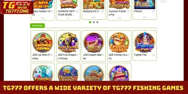 TG777 offers a wide variety of TG777 Fishing games